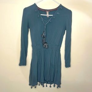 Blue Fringe MIDI Dress